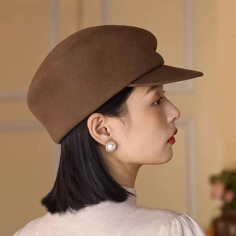 2023 Party 100 Pure Wool Custom Autumn and Winter Beret Wedding Ladies ed Cap Banquet Cloche Top Hat Wholesale 241031