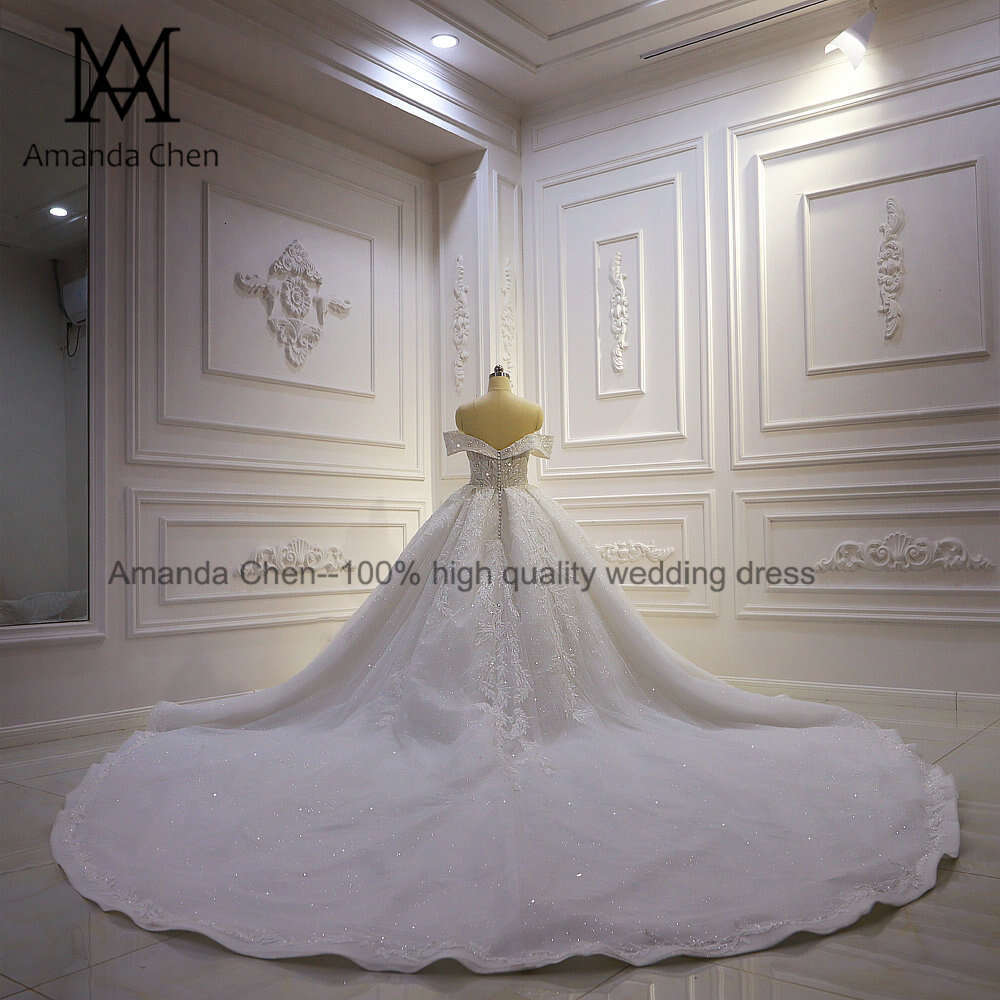 abendkleider 2023 Off Shoulder Lace Appliques Beading Wedding Dress