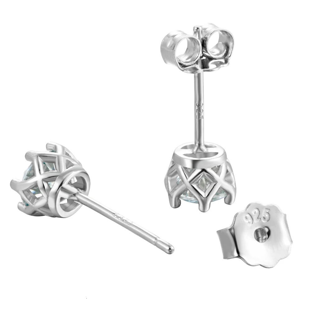 Real 051 D Color Stud Earrings For Women Top Quality 100 925 Sterling Silver Sparkling Wedding Jewelry 241031