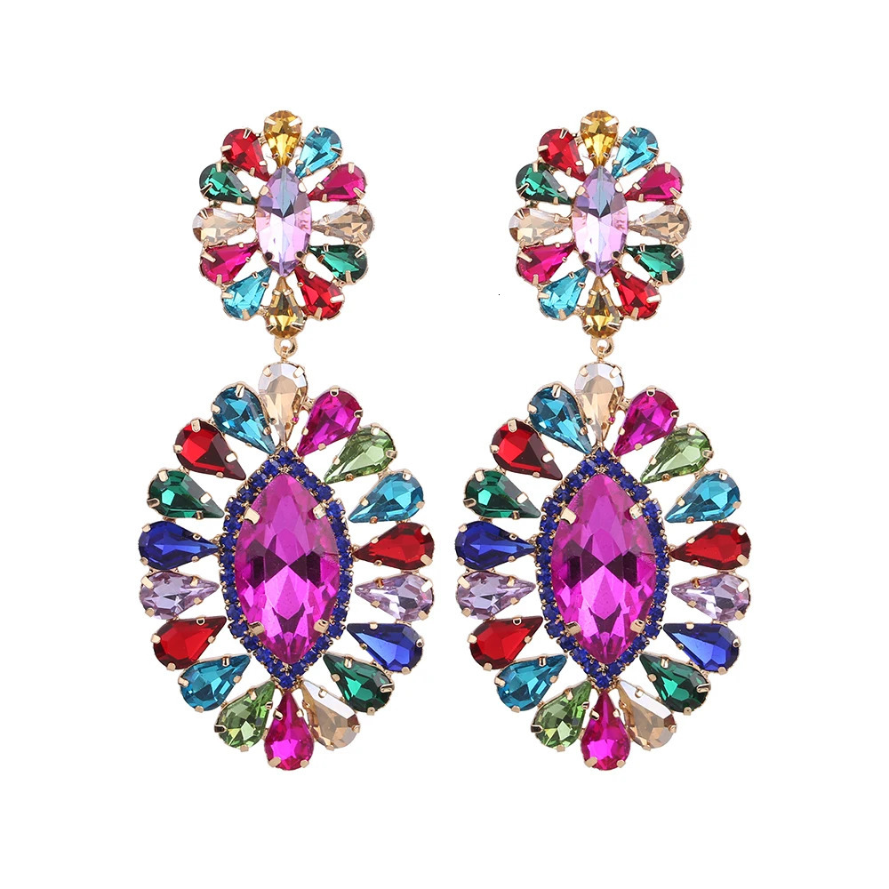 Bohemian Trend Womens Water Diamond Claw Chain Large Pendant Earrings Temperature Dinner Party Earrings Jewelry Earrings 241031