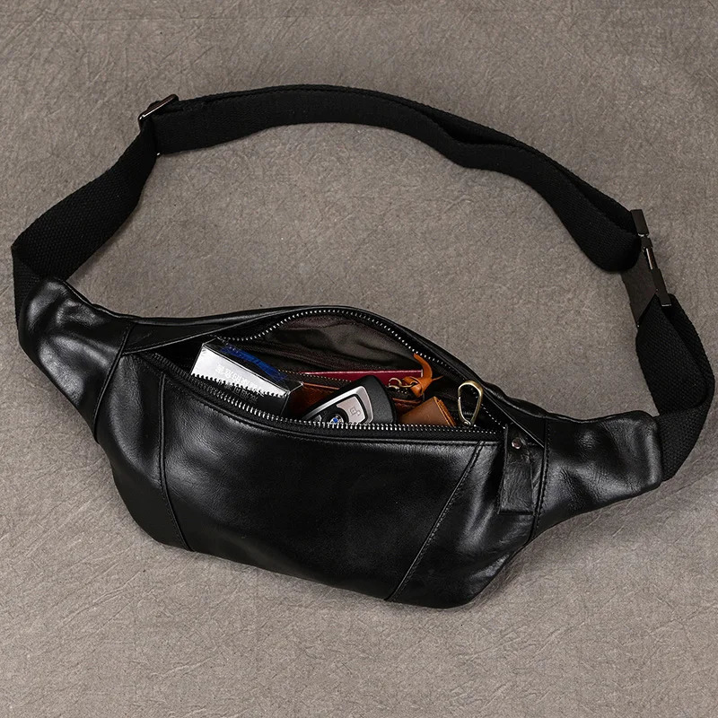 Retro Crazy Horse Leather Waist Belt Pouch Men Male Small Sling Bags Fashion Waist Bags Fanny Pack Outdoor Sports Bags Man 241031