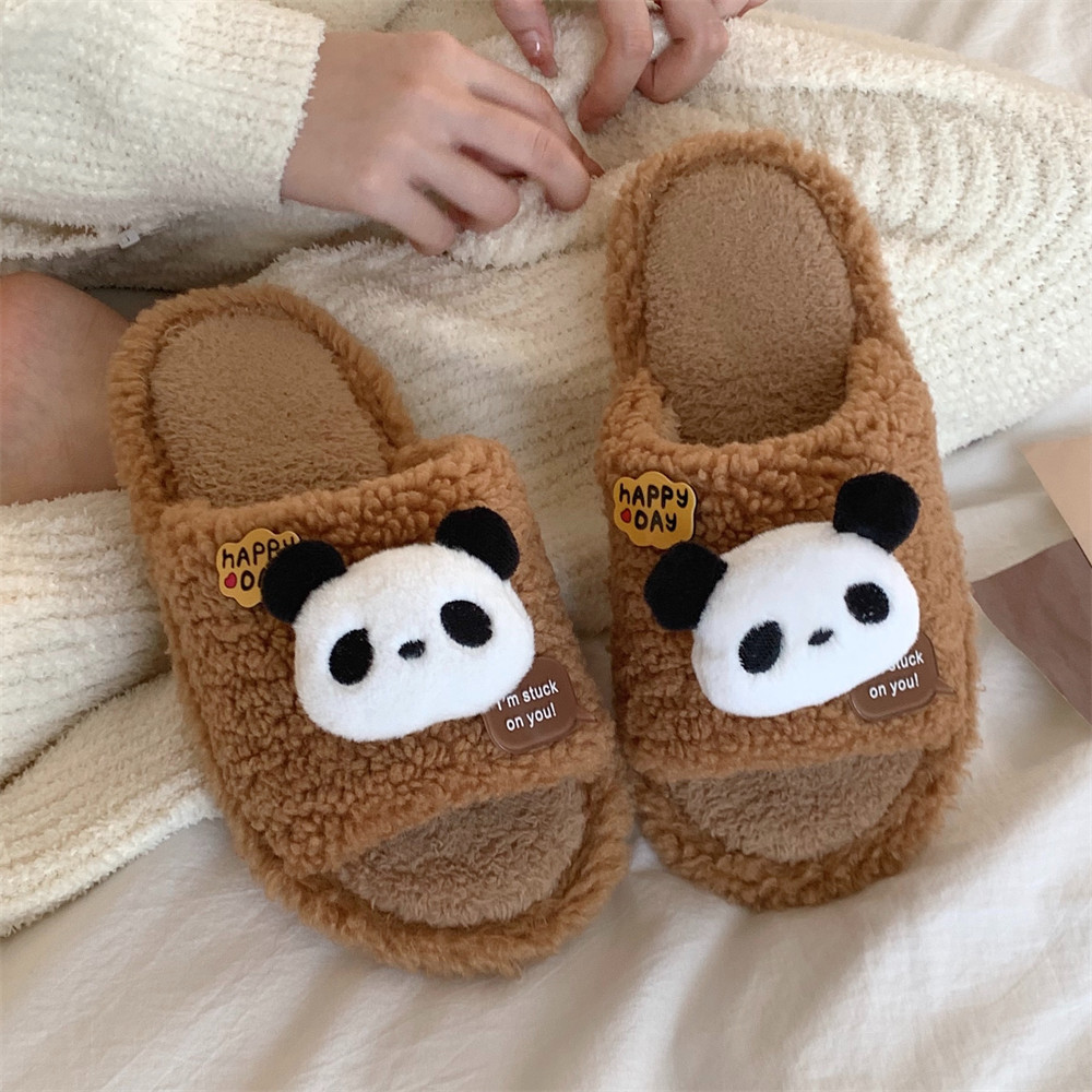Cartoon Panda Slippers Cute slippers for women girls Fashion Kawaii Fluffy warm winter women cartoon panda shoes