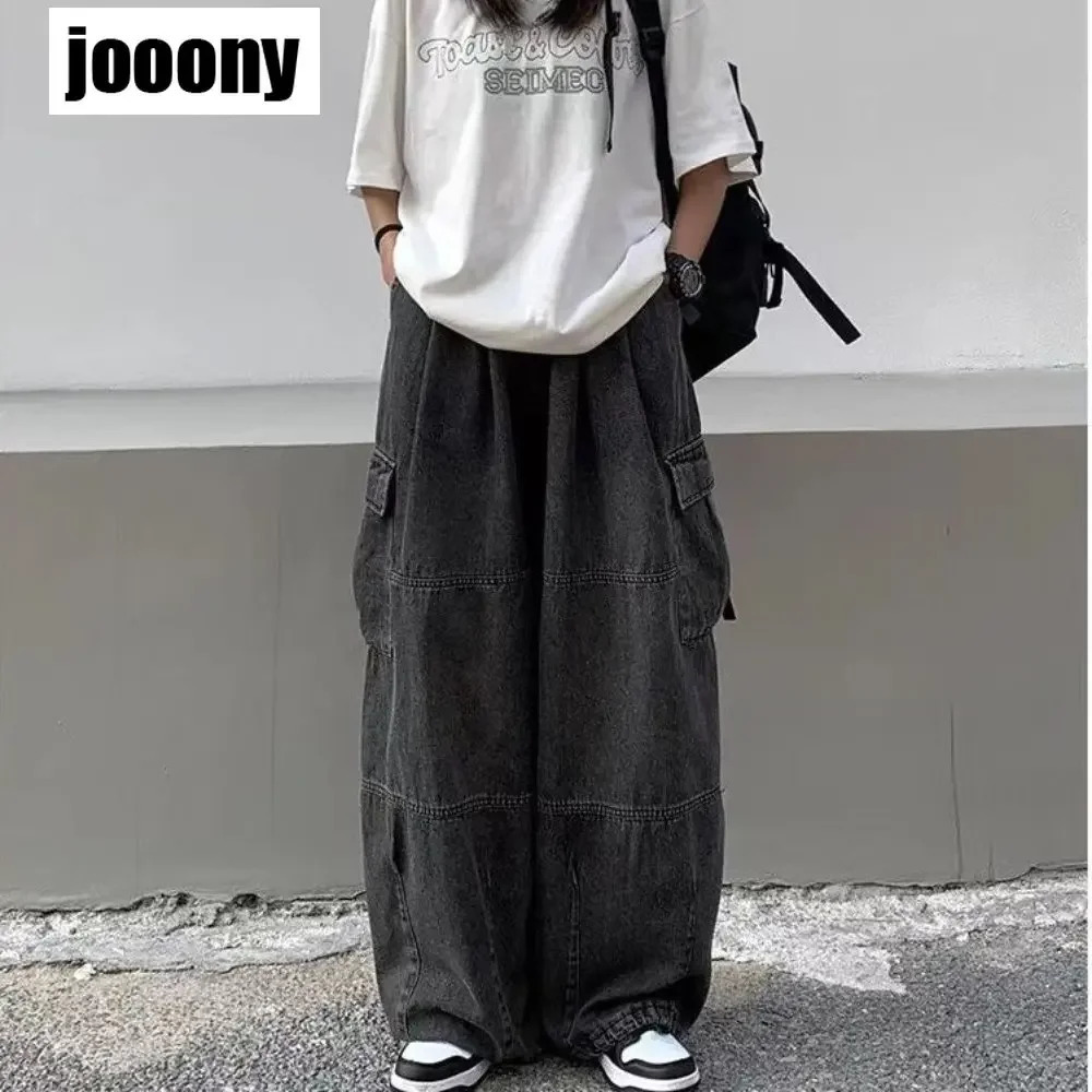 Spring Autumn Trousers y2k baggy jeans for men Wide leg Pants Pockets Elastic Waist Streetwear Loose comfortable 241024