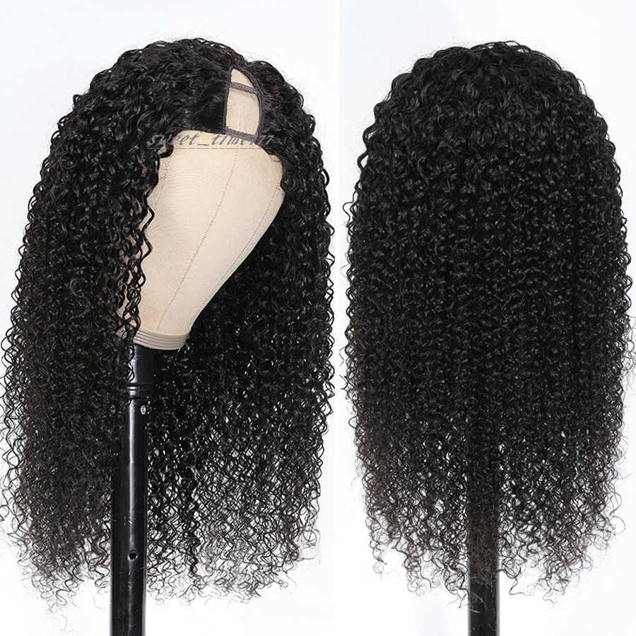 New V Part Wig Human Hair No Leave Out Deep Wave Wig Upgrade U Part Wig No Glue Suit Your Natural Hair Curly Human Hair Wig