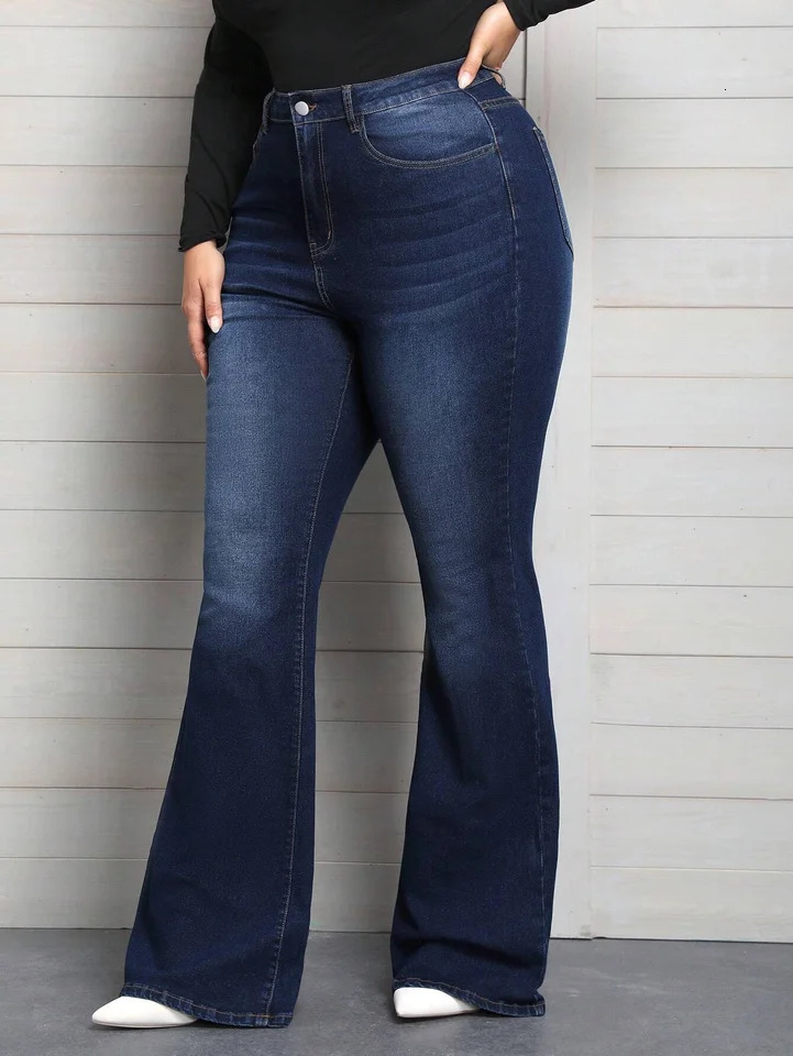 Womens Plus Size Jeans Casual Blue Denim Vintage Y2K Denim Trousers Pants for Female 2024 241031