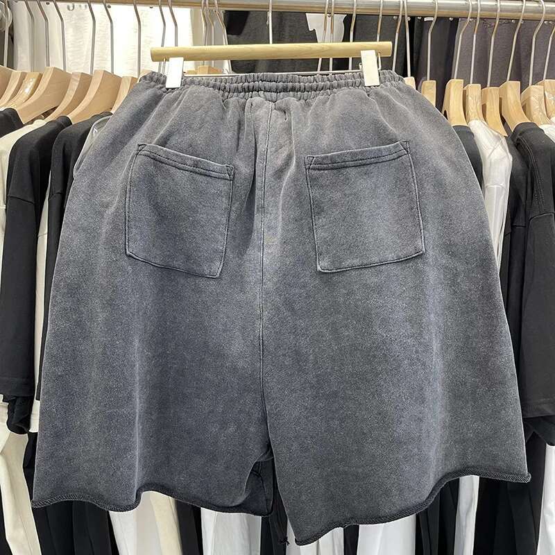 SAINT Clothing Handmade Ink Spray Retro Style Loop Fabric Summer Men's And Women's Casual Shorts Wash Black High Quality