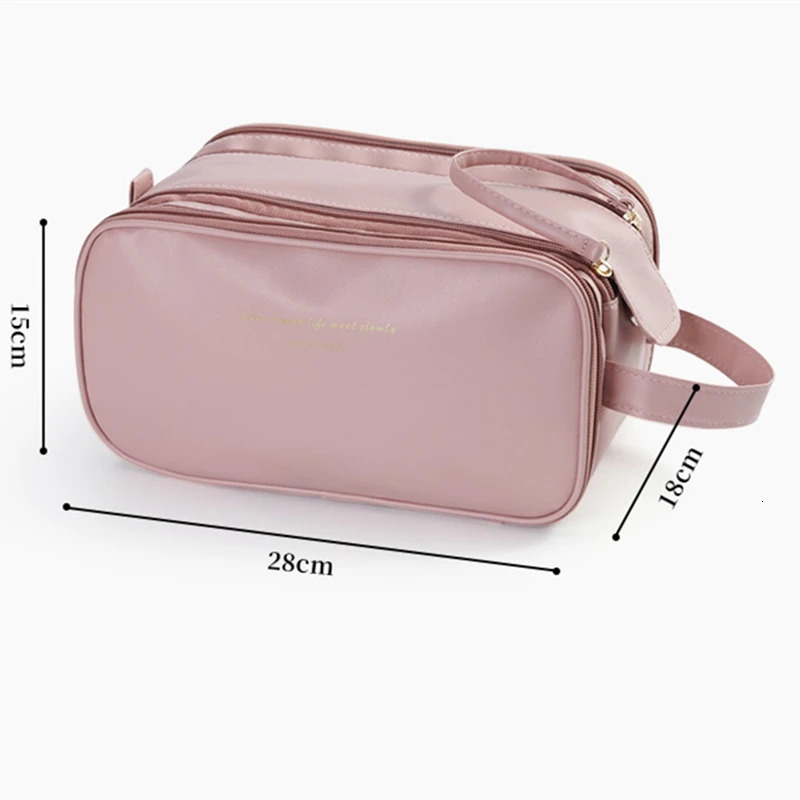 Pink Hard Frame Double Zipper Makeup Bag Makeup Box Soft PU Toilet Storage Box Korean Style Female Organizer 241031