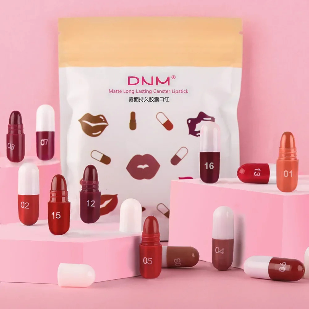 18 colors/bag capsule pill lipstick bag non stick cup durable waterproof no easy to carry 241031