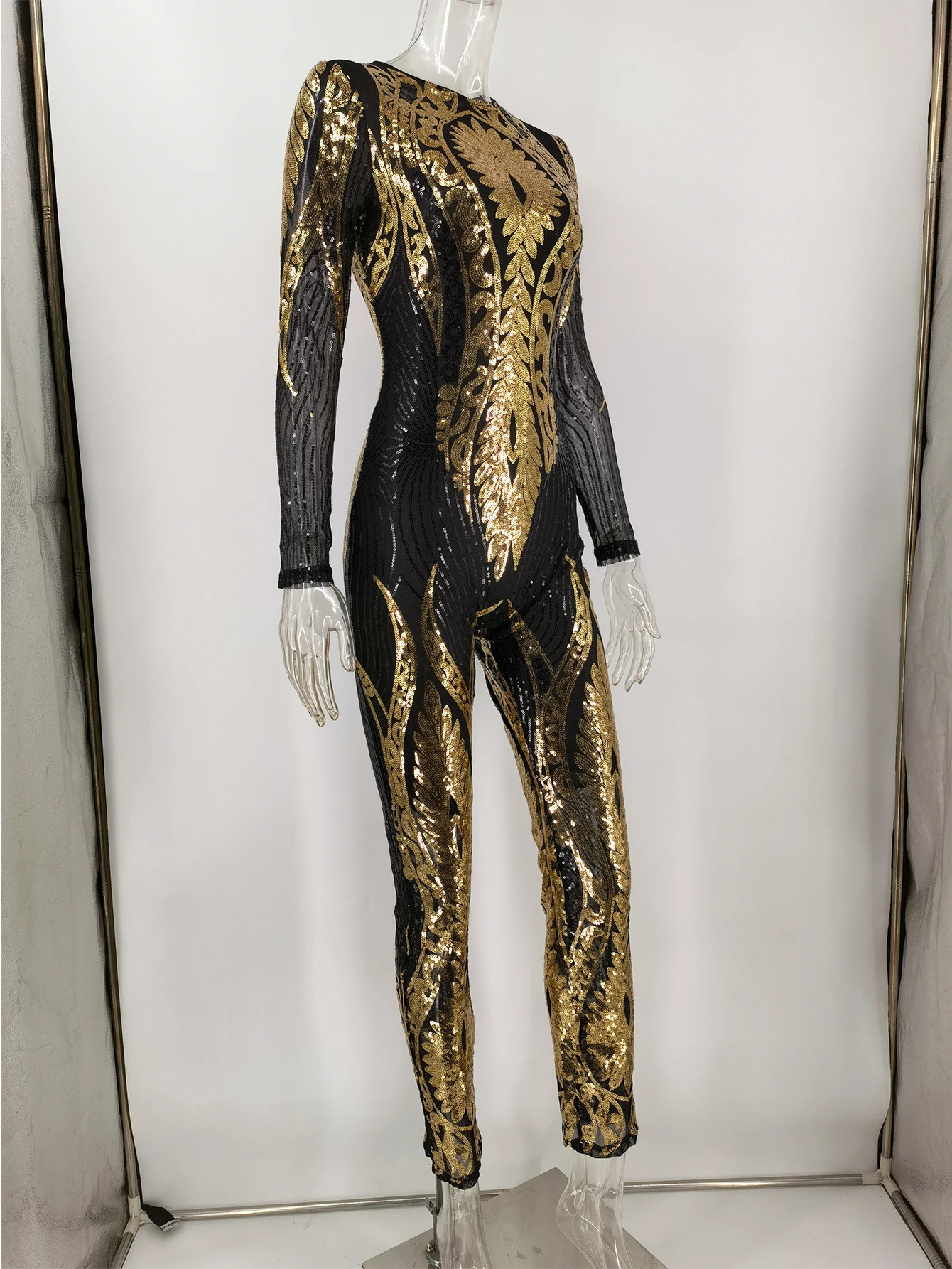 Sexy Long sleeve Sequin bodycon jumpsuit women body bodysuit one piece birthday party nightclub outfits womens jumpsuits overall 241031