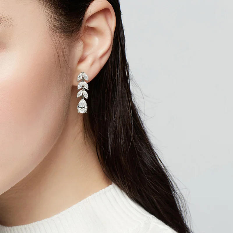 TBCYD 7.6cttw D Color Horse Eye Full Mo Silica Drop Earrings Pearl Cutting S925 Pure Silver Womens Exquisite Jewelry Wedding Party 241031