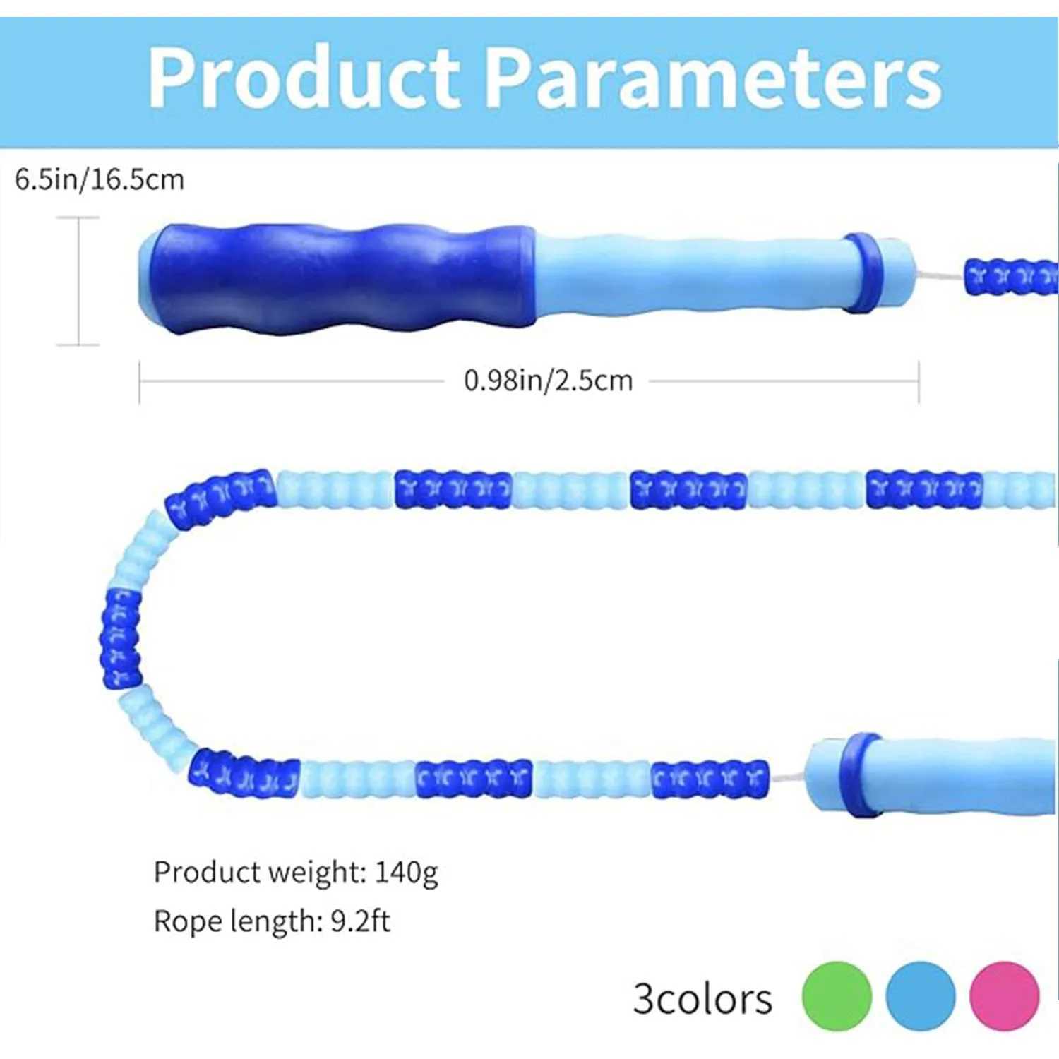 Childrens skipping rope soft bead skipping rope adjustable strength anti Tang segmented soft bead skipping rope suitable for women men and childrenW24