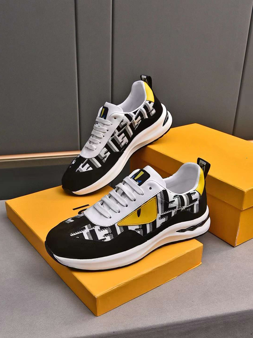 Fashion Flow Casual Shoes Vintage Tennis Sneakers Italy Men Classic Elastic Band Low Top Leather Splicing Designer Breathable Recreation Athletic Shoes Box Eu 38-45