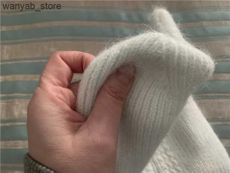 Wide Brim Hats Bucket Hats 2024 winter Angora rabbit hair warm knitting cat ear cute leisure lady Skullies Beanies cap men women cool hat L240910