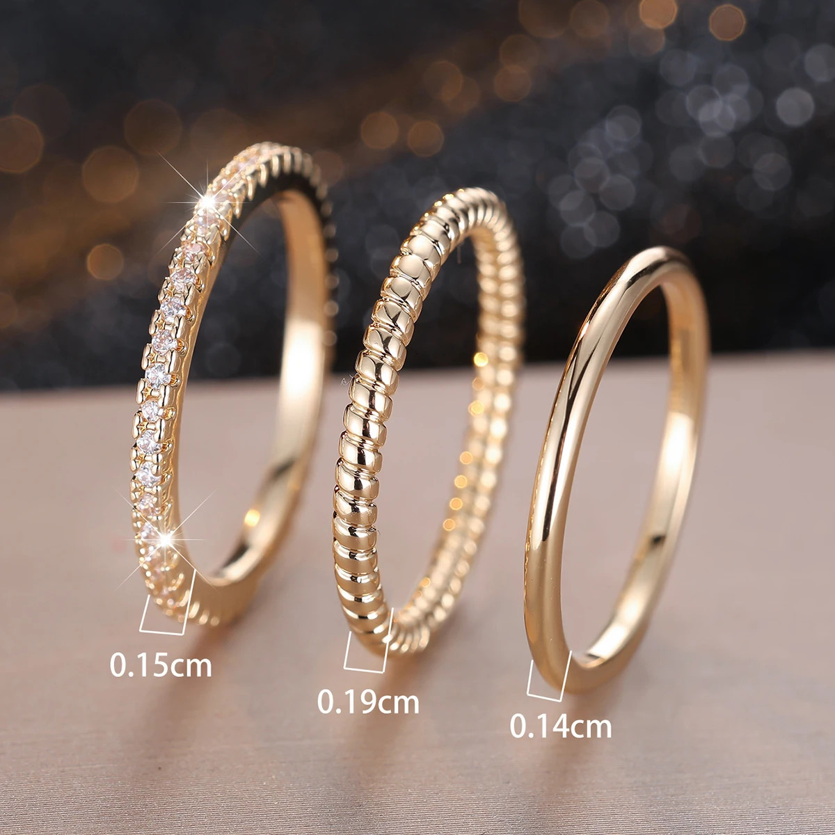 3pcs Minimalist Stacking Thin Ring Sets For Women Gold Color Simple Small White Zircon Wedding Bands Party Ins Finger Jewelry CZ 241031