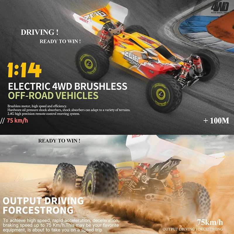 Free shipping WLtoys 144010 and 144001 RC 2.4G 4WD Remote Control Car 75 km/h High Speed Metal Chassis Electric Racing Childrens Gift