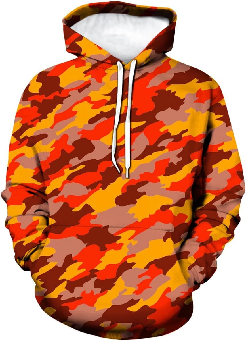 Hoodie for Mens Womens Funny Camo Hoodie Novelty Abstract Theme Creative fashion Hoodie Sweatshirt Graphic Hoodies sweatshirt Pullover Long Sleeve
