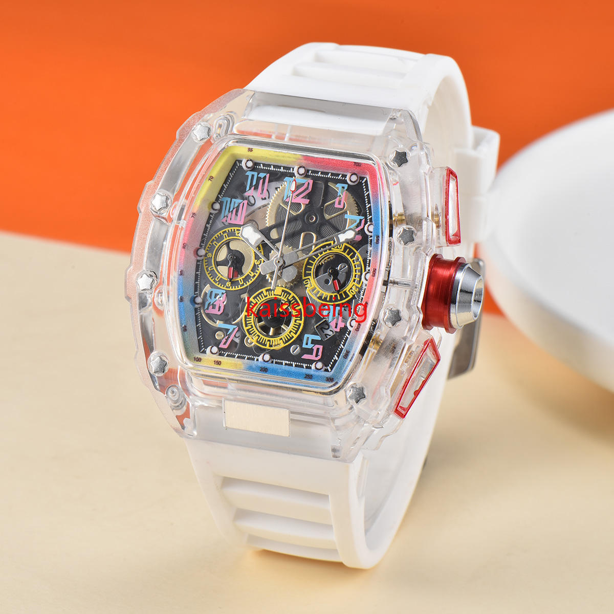 Top Luxury 6-pin Sports Run Second watches Multifunctional Run Second Carved Transparent Quartz Men's And Women's Watch 2024