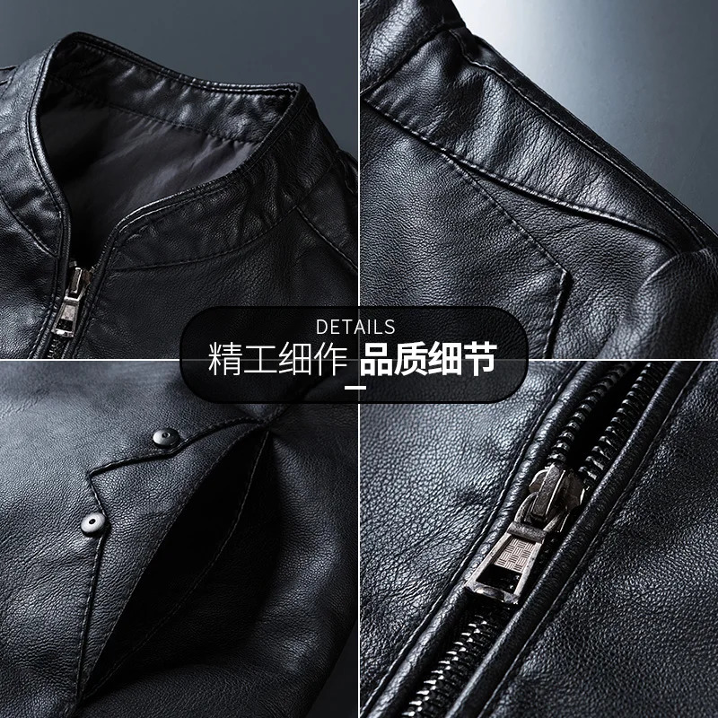 Leather jacket mens bomber retro wool black motorcycle jacket Plus size 6XL 7XL 8XL Coats flannel warm and comfortable high-quality 241031