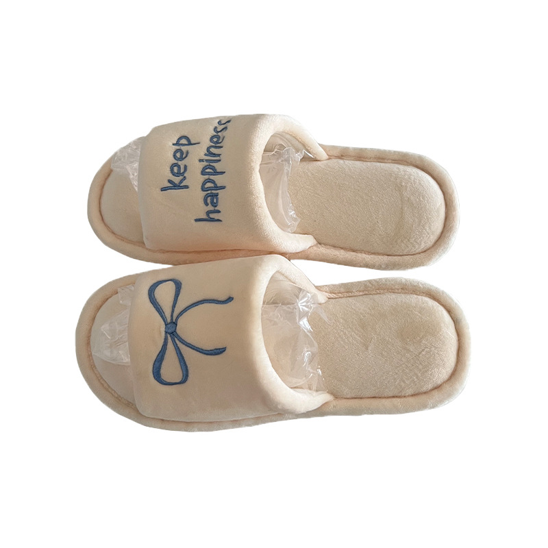 Creative English Letters Home Slippers Women Girls Cute fluffy winter warm plush indoor flats Bedroom slide casual women's cotton slippers