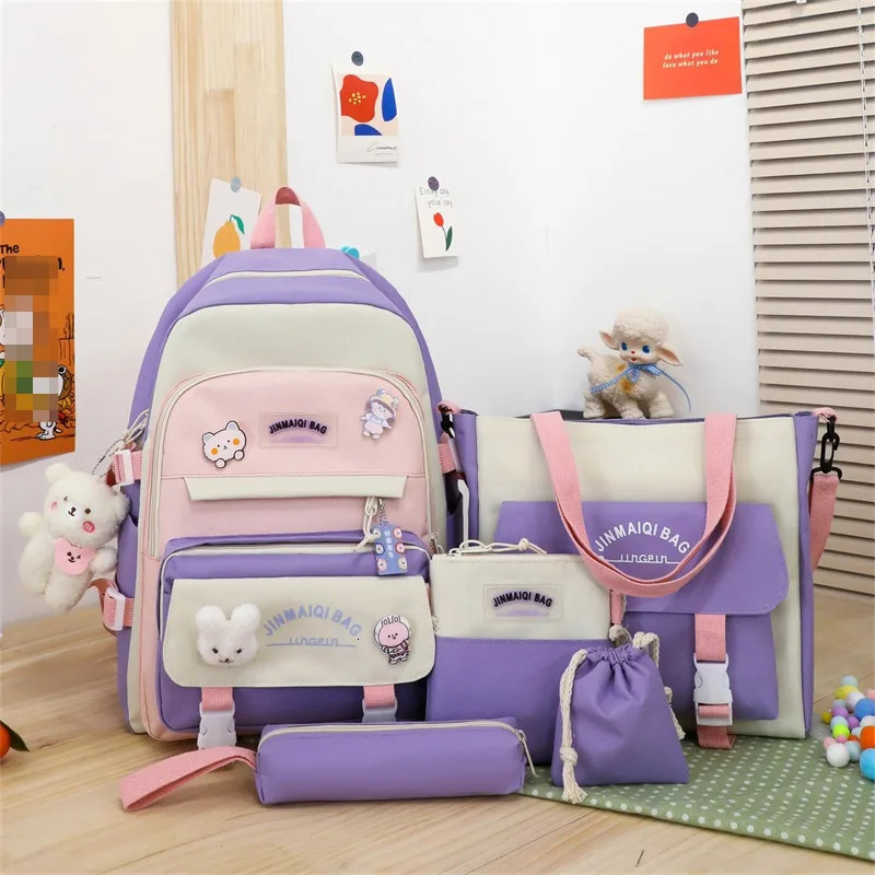 Backpack Set for Girls Large Capacity Middle School Student Schoolbag Bags Teenage Students Tutoring Bag 241029