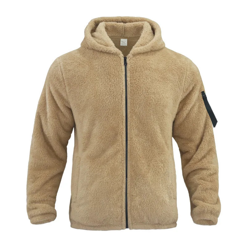 Autumn Winter Mens Jacket Double-sided Fleece Warm Loose Hooded Windbreaker Casual Coat Zipper Hooded Jacket Chaquetas Hombre 241031