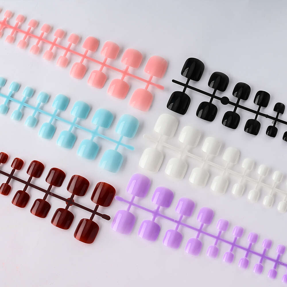 144pcs Short Square False Lake Blue/White/Red/Nude Press on Toenails Glossy Full Cover Toe Nails 100/120pcs Artificial