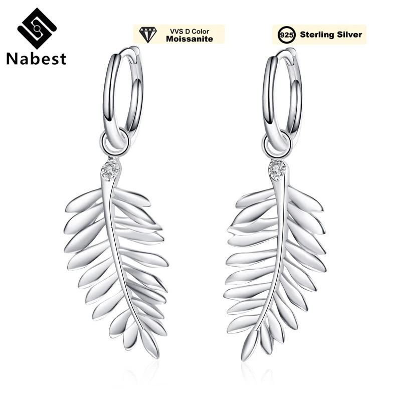 Na original certified 925 pure silver foil pendant earrings for womens exquisite jewelry gifts VVS D colored silica ring earrings 241031