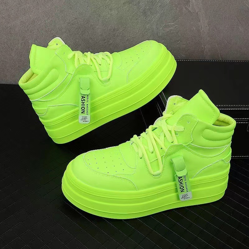 Casual Shoes for Men Breathable White Green Top Low Breathable Trendy Shoes Gym Jogging Platform Sneaker