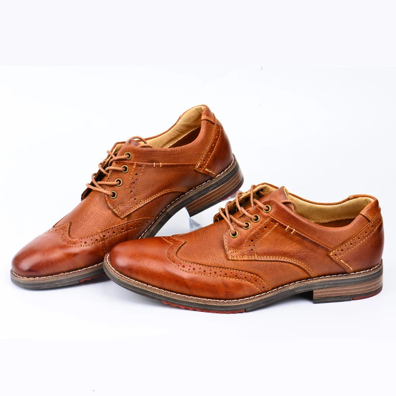 ZFTL Mens Shoes Mens Business Formal Mens Brock Oxford Shoes Genuine Leather British Style Retro Lace Spring/Autumn 241031