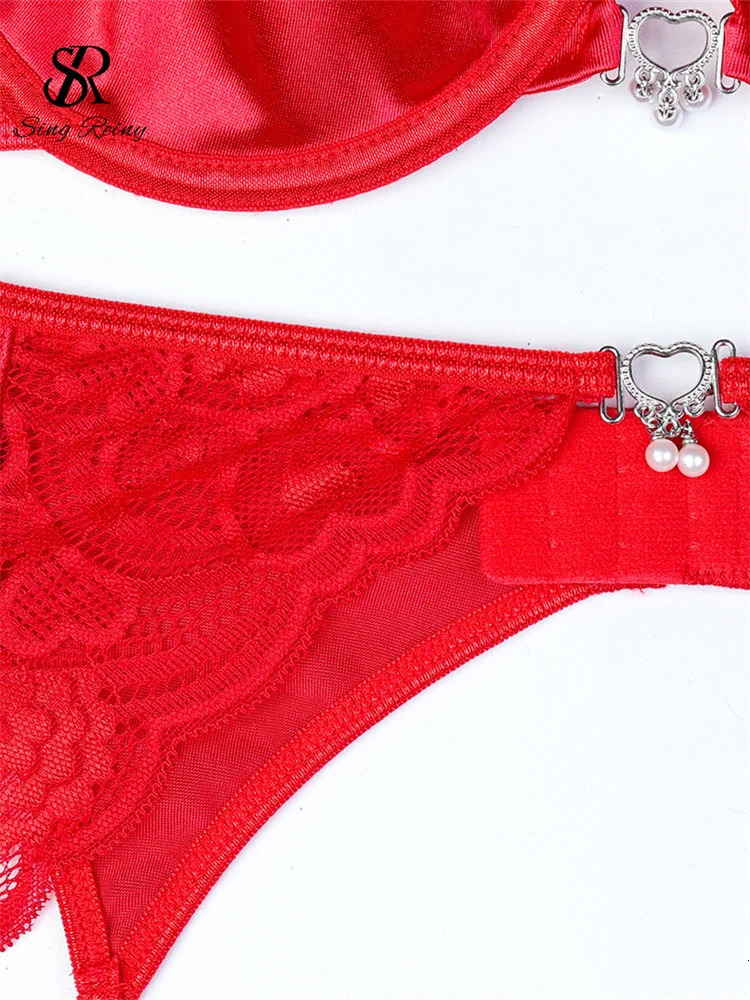 SINGREINY Christmas Lace Patchwork Sexy Underwear Sets Women Club Spliced Sheath Sleepwear Fashion Backless Erotic Bra Suits 241031