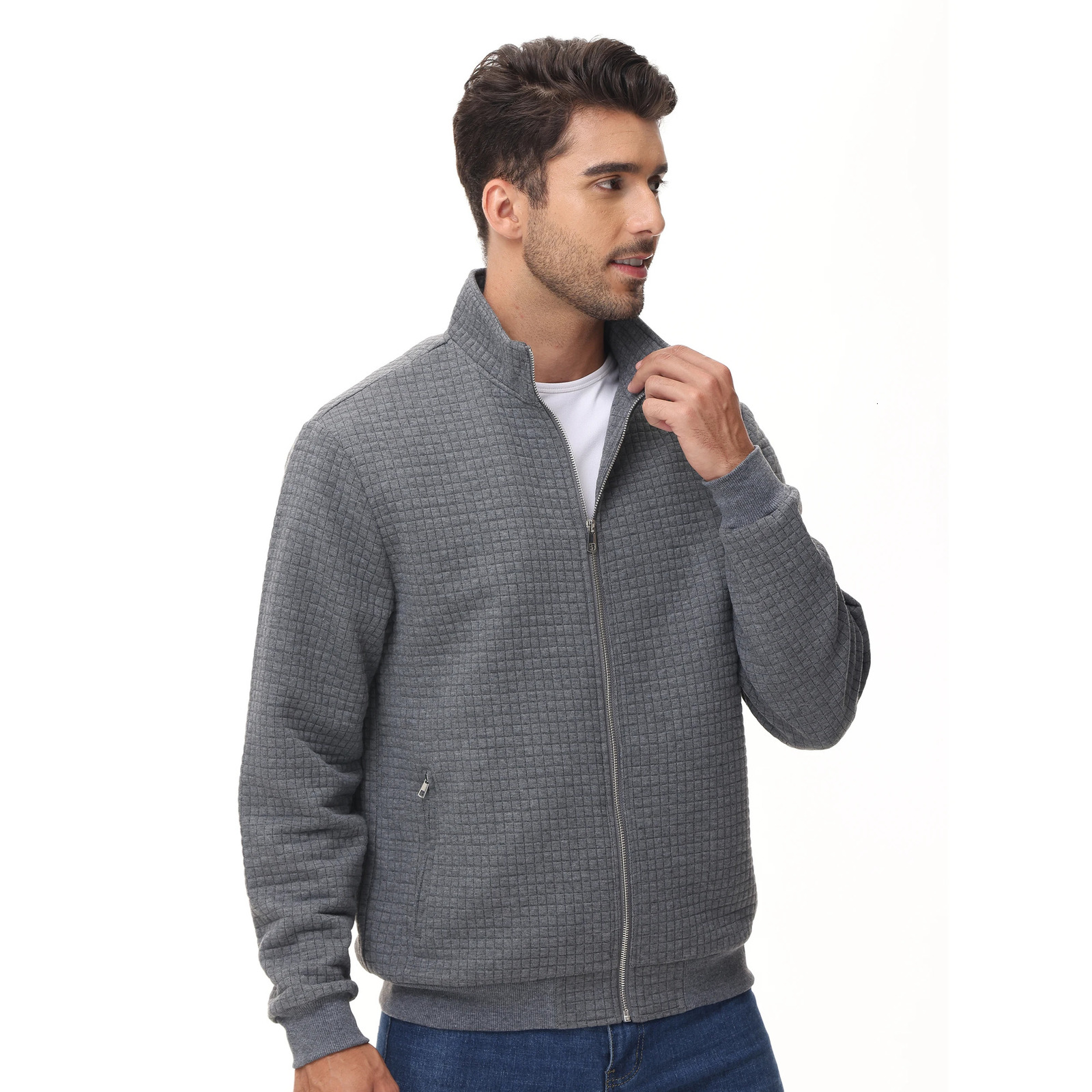 Mens Casual Jacket Coats Zipup Fashion Streetwear Coat Sweatshirt Jackets Standing Collar Clothing 241024
