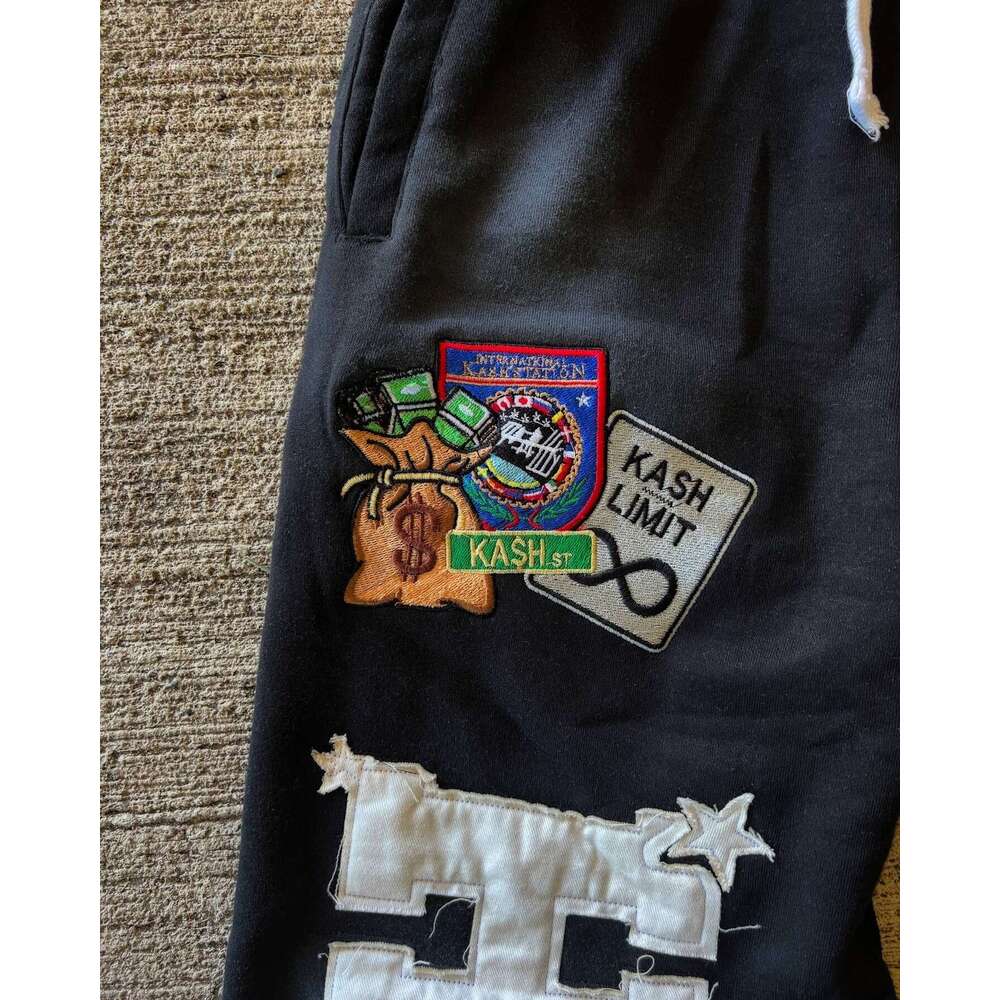 American Sweatpants Y2k Men Gothic Hip Hop Letter Patch Retro Double Layer Design Baggy Elastic Waist Jogging Casual Pants