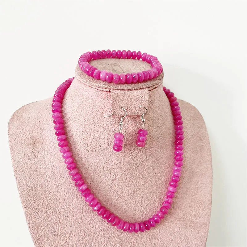 5 * 8MM oval purple red ruby natural stone jewelry set beads necklace earrings bracelet necklace trend simple n 241031