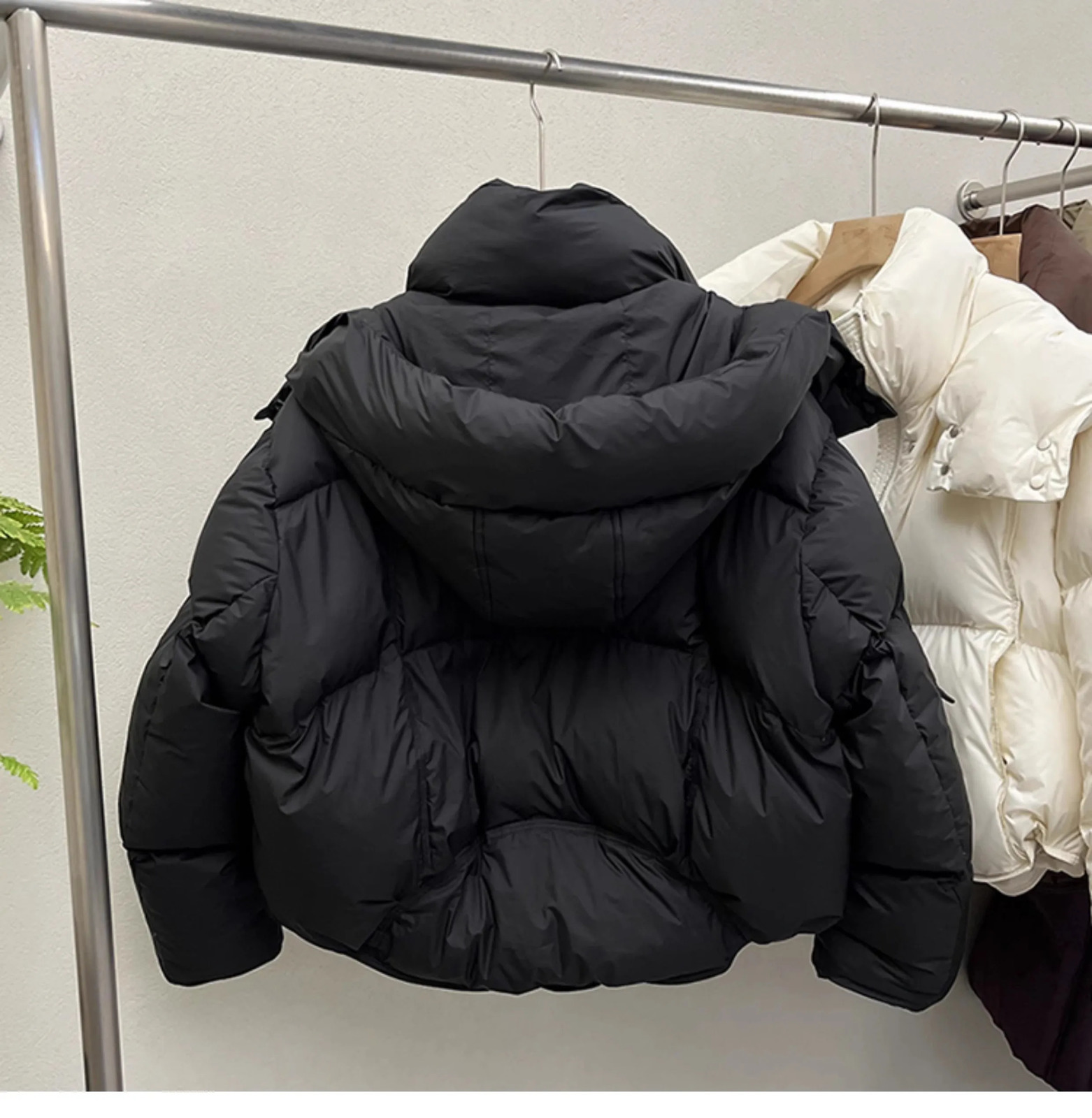Women Puffer Jacket Winter Warm Thick Long Sleeve Oversized Hooded Short Parkas Mujer Female Solid Loose Crop Coat Outwear 241028