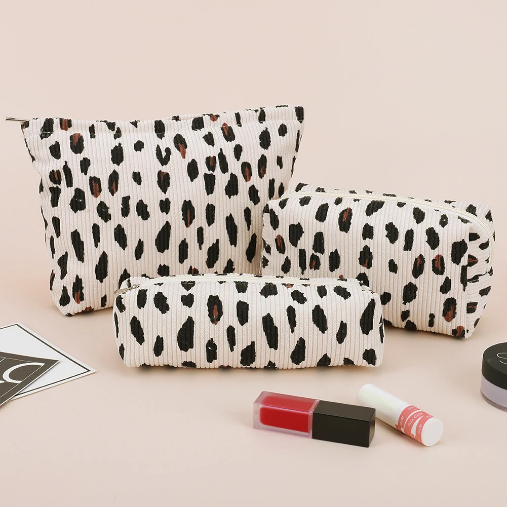 3 womens Corduroy cosmetic bags large capacity travel toilet bags makeup organizer 241031