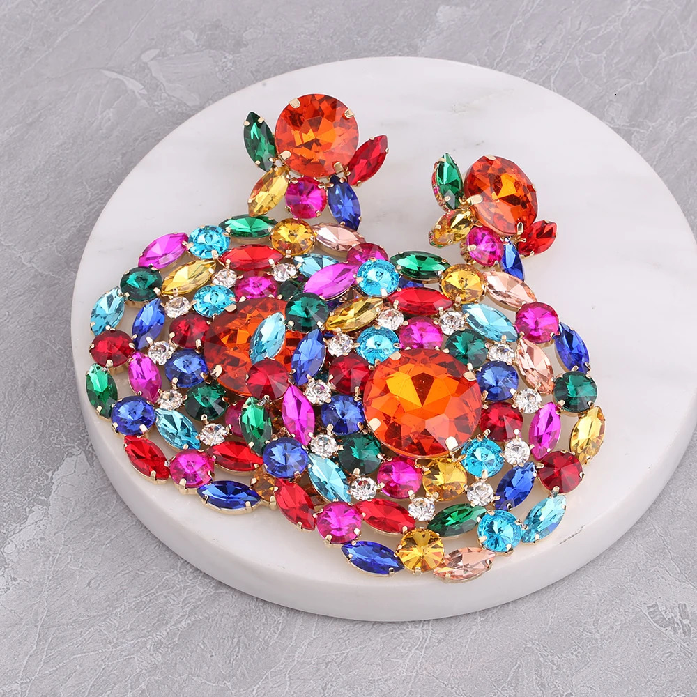 Large Pendant Crystal Womens Earrings Womens Temperature Fashion Super Water Diamond Long Tigram Pendant Earrings Wholesale Gifts 241031