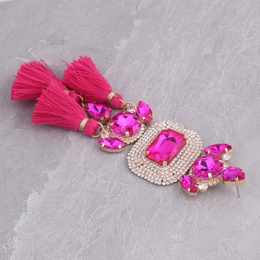Oversized rhinestone earrings tassel pendant earrings wedding jewelry ious crystal bridal pendant earrings 241031