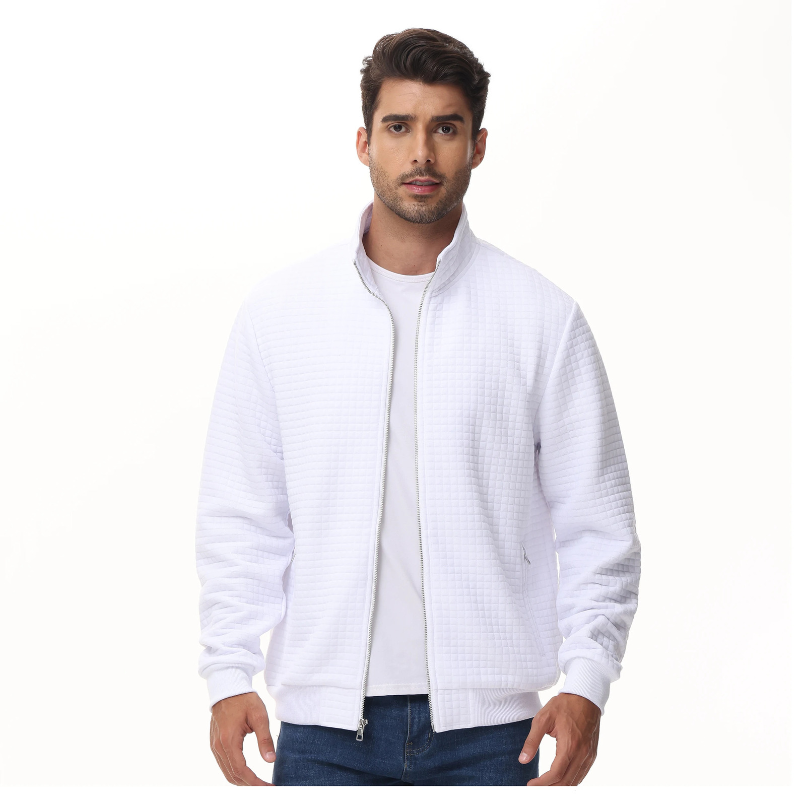 Mens Casual Jacket Coats Zipup Fashion Streetwear Coat Sweatshirt Jackets Standing Collar Clothing 241024