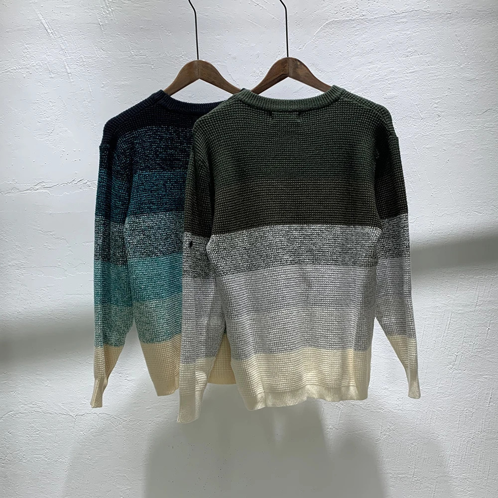 Striped Sweaters Men Women Sleeve SHADOW PROJECT Patch Knitted Pullover Cross Badge Sweater 241029