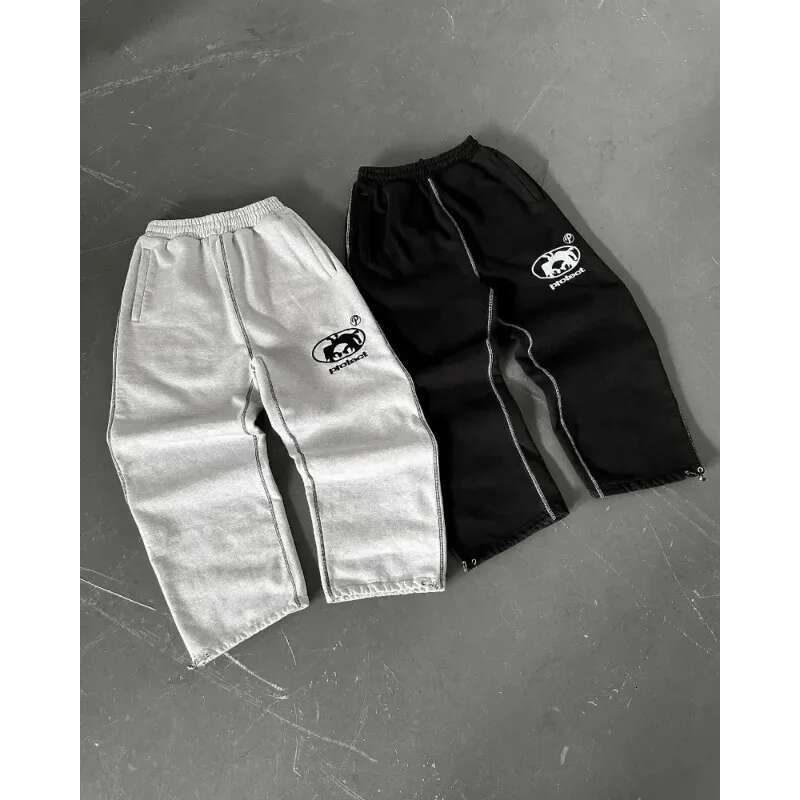 Loose Drawstring Sweatpant Personalized Y2k Straight Hiphop Letter Embroidered Sweatpants 2024 American Retro Casual Pants