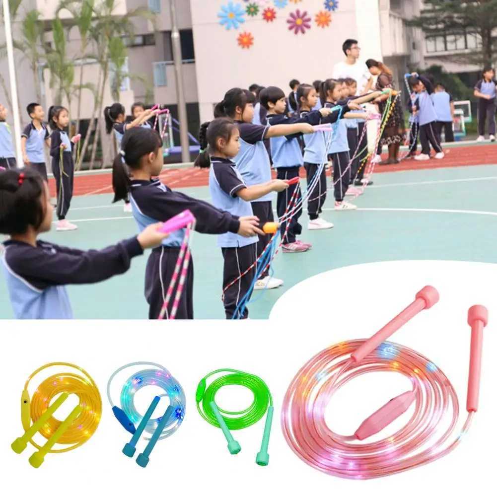 Luminous jump rope giant rope battery powered d jump rope childrens colorful light and comfortable grip for home useW241101