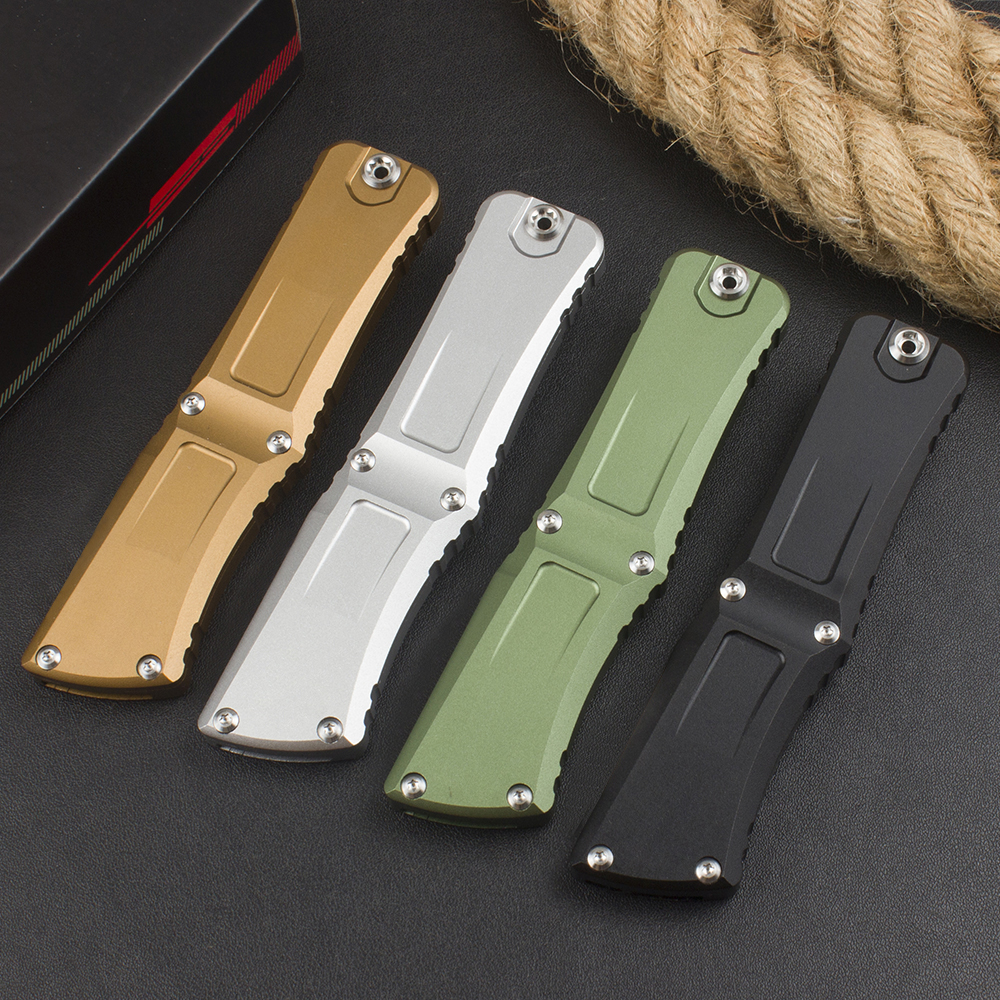 New H1029 High End Tactical Knife D2 Stone Wash Single Blade CNC Aviation Aluminum Handle Outdoor Camping Hiking EDC Pocket Knives With Nylon Bag