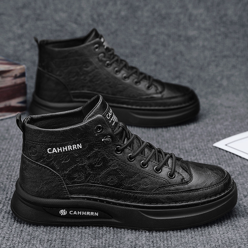 Men's high top new designer casual leather single foot men's shoes white sports flat shoes