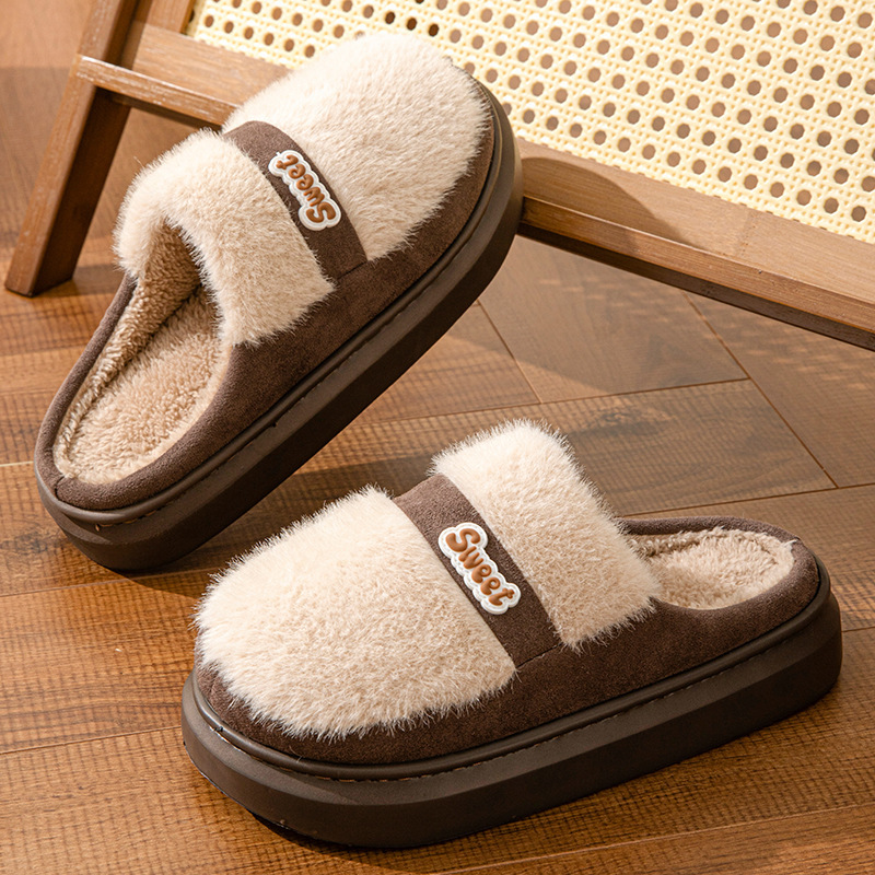 free shipping designer shoes mens flat sandals for women furry fur fluffy winter cotton warm soled thick plush slippers sliders slide