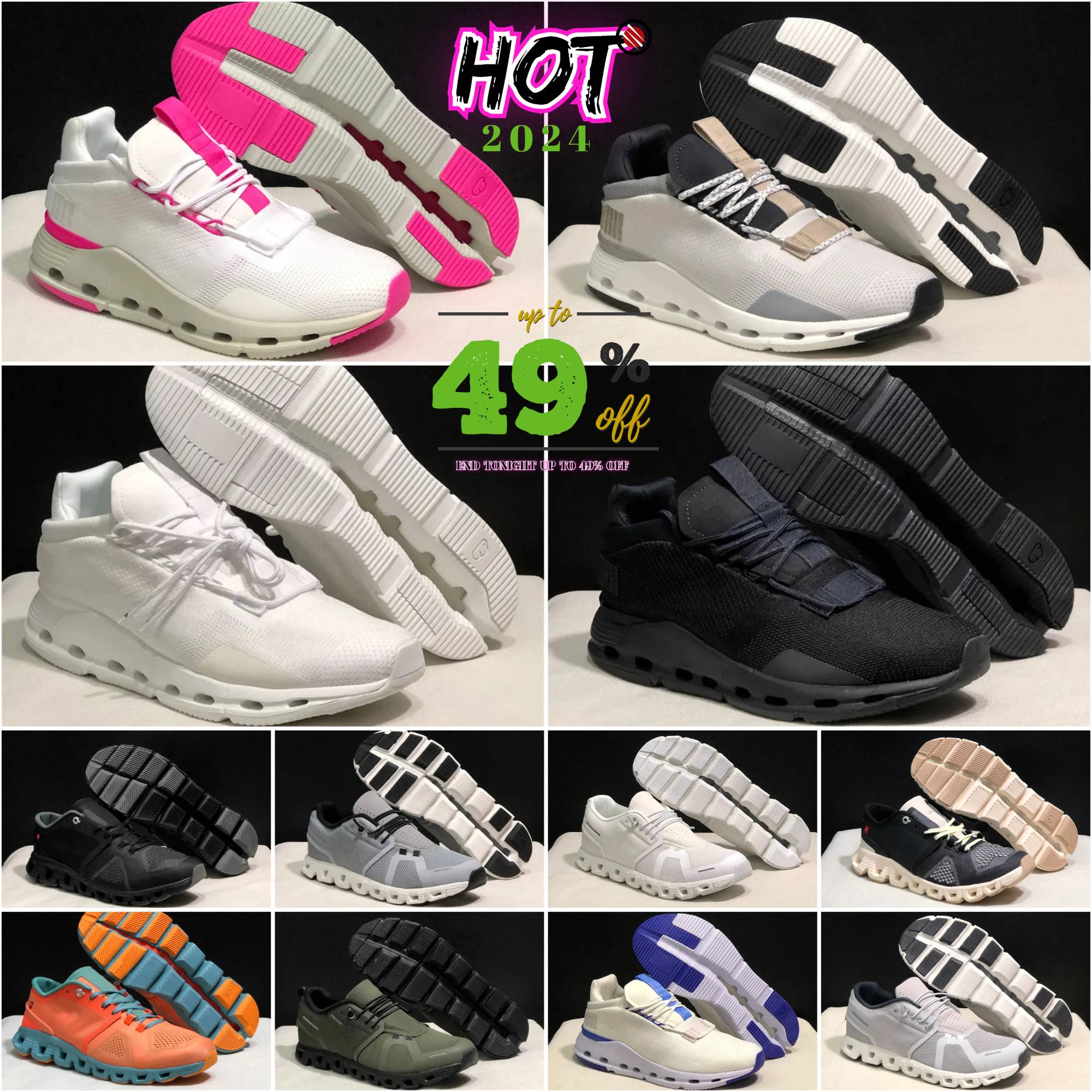2025 men women running shoes designer sneakers triple black white pink brown grey dark green blue mens lightweight trainers outdoor jogging walking Cloudshoes