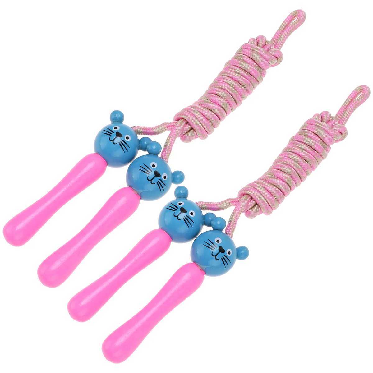 2 cartoon puppies childrens skipping rope fitness bamboo and wood sports ropeW241101
