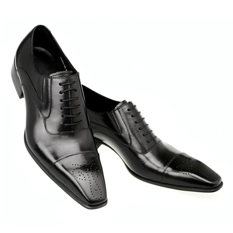 Mens shoes casual single leather small square toe mens shoes genuine black elegant high-quality 241031