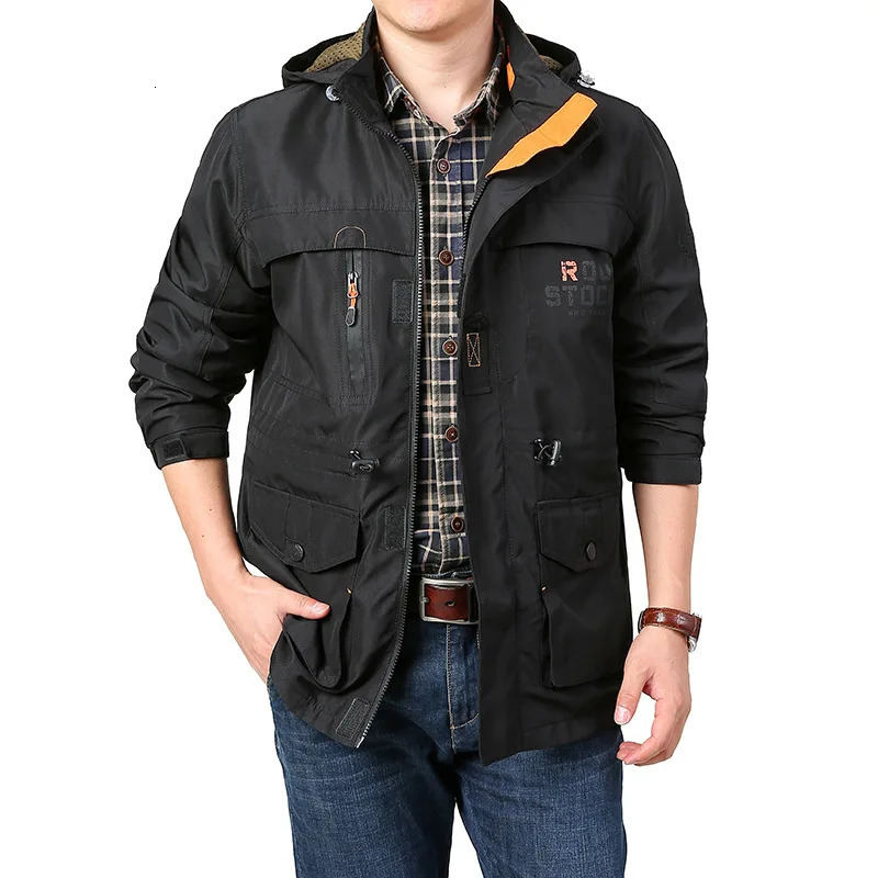 Fashion Mens Jacket Business Casual Windbreaker Hooded Coat Autumn Lightweight Quick Drying Outdoor Trvel Climbing Outwear 241024