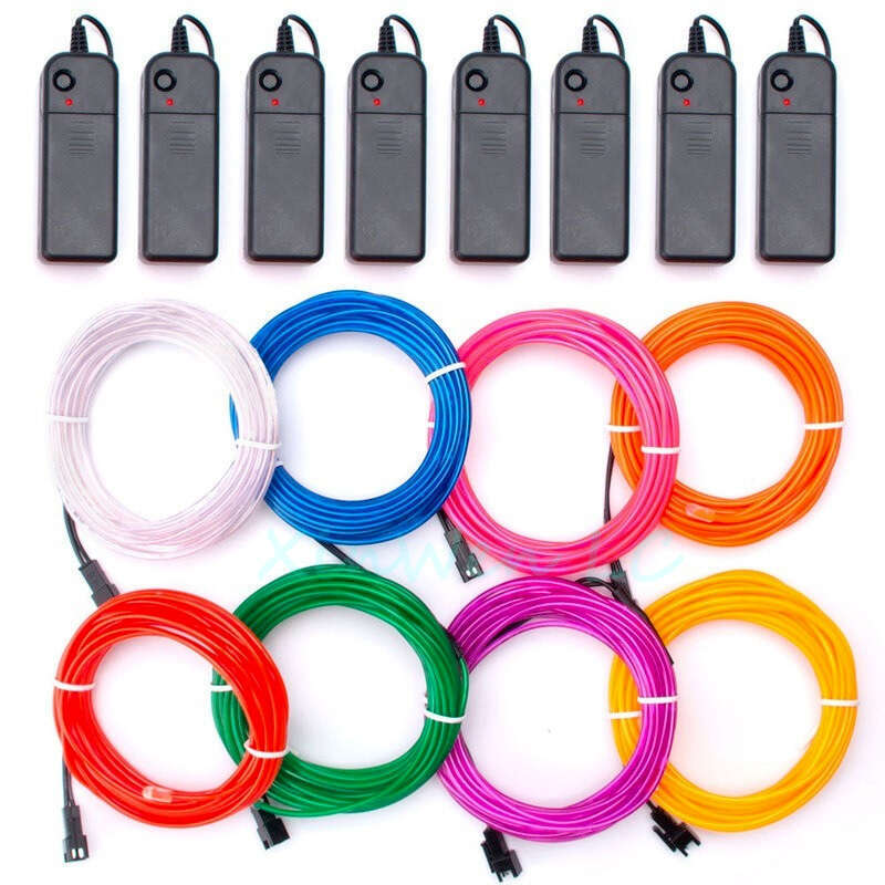 1M/3M/5M Glow EL Wire Cable Light Decoration Clothes Ball Rave LED Neon Christmas Dance Party DIY Costumes Luminous Car Clothing