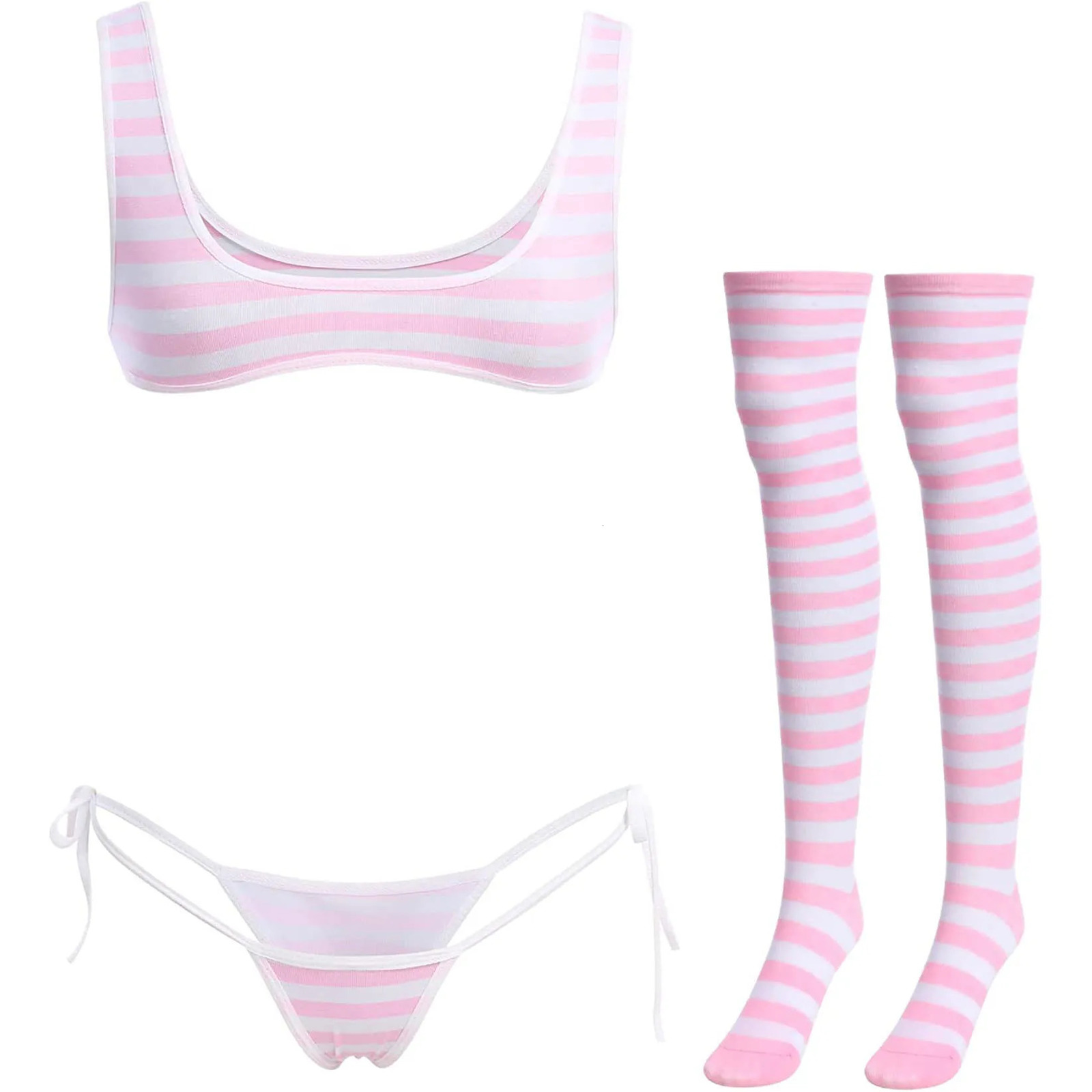 Cute Sexy Anime Lingerie Bra and Panty Set Lolita Cosplay Micro Underwear Suit Kawaii for Women 241031